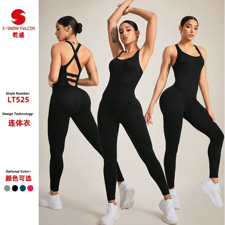 Трансграничные европейские и американские бесшовные комбинезоны эластичная облегная одежда для йоги спортивная одежда подтяжка для женщин