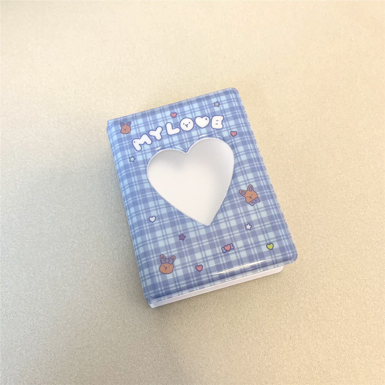 INS estilo lindo perro conejo Plaid 3 pulgadas Polaroid mini álbum Star-Chasing aidou pequeño libro de almacenamiento de libros de tarjetas