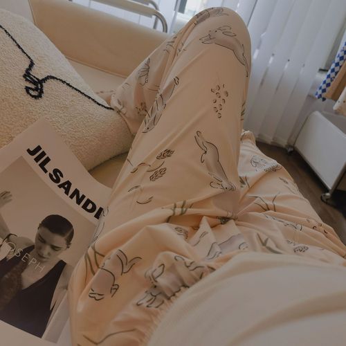 Walking pants! Sweet Bunny spring and autumn pajamas, women's loose, wearable trousers, home casual pants