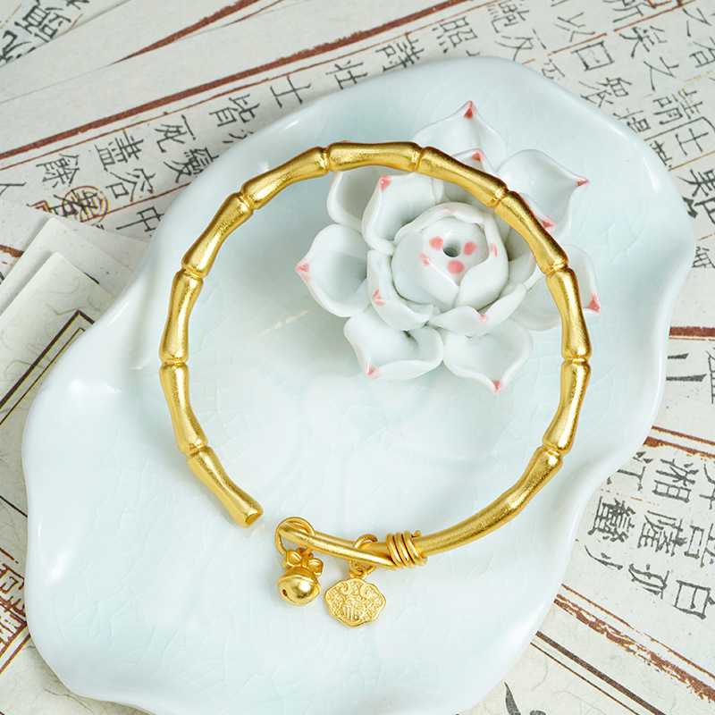 Nuevo brazalete de oro de arena vietnamita de bambú de la antigua ley, la cerradura de seguridad de la cerradura