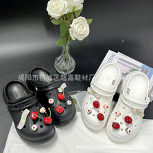 2025新款洞洞鞋DIY配饰立体仿真樱桃蛋糕熊装饰鞋花可拆卸鞋花扣