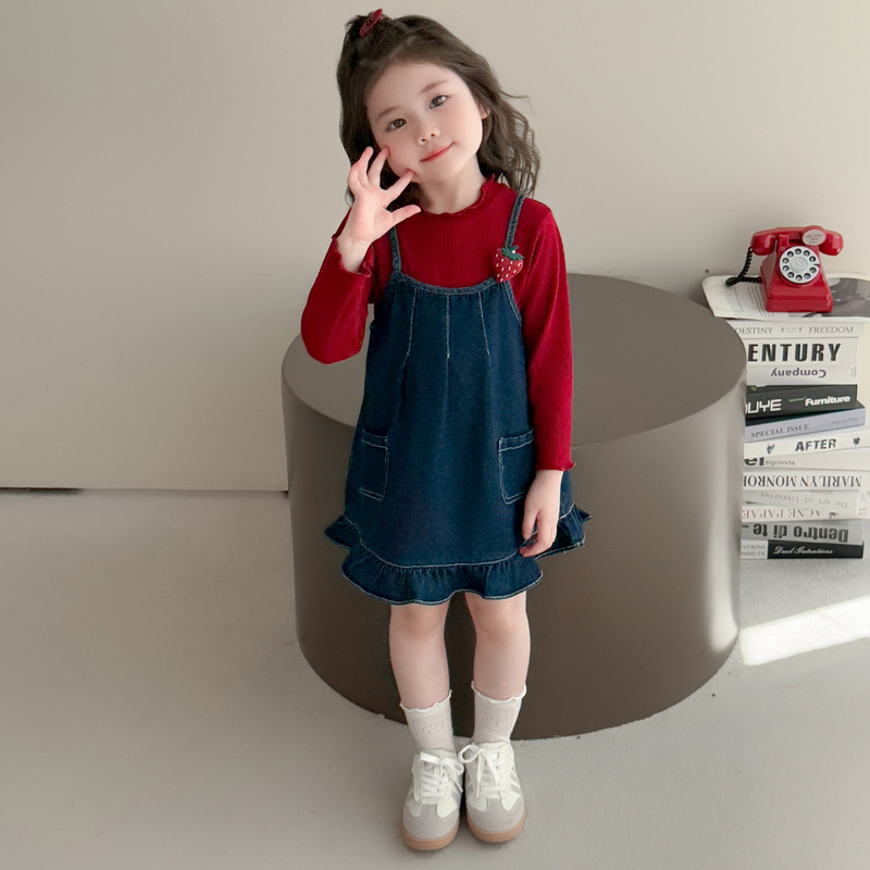 女童牛仔连衣裙秋装2025新款儿童公主裙洋气宝宝周岁礼服套装春秋|undefined