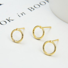 DIY饰品配件材料批发 14K包厚金色保色8mm圆圈耳针 耳钉 耳环针