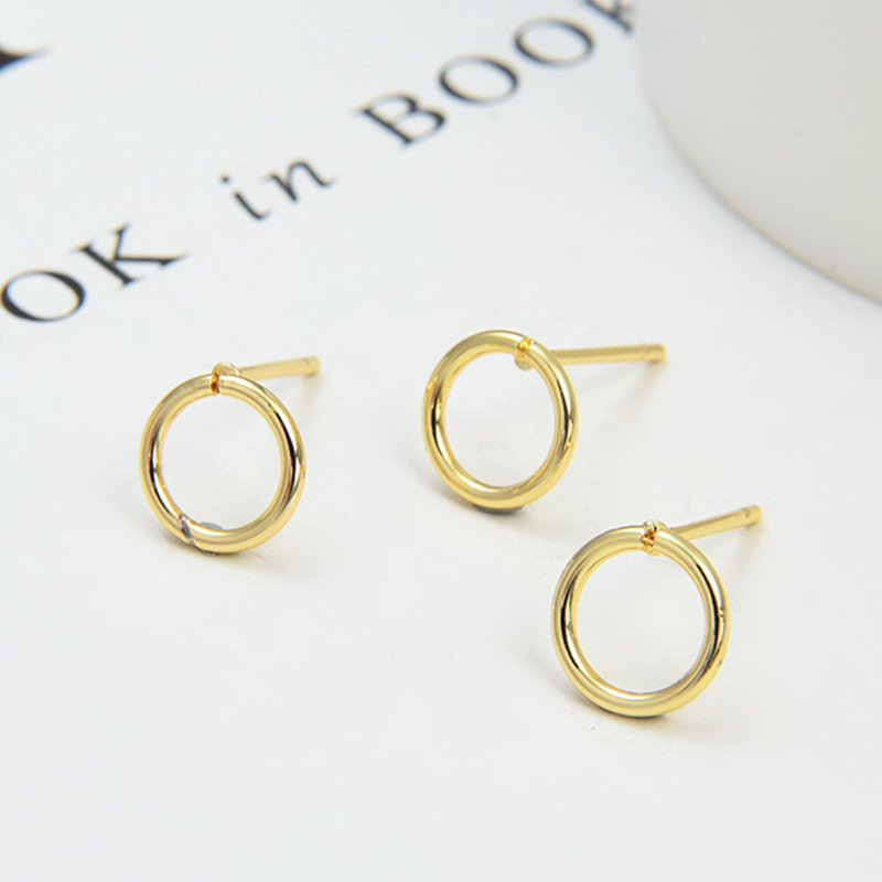 DIY饰品配件材料批发 14K包厚金色保色8mm圆圈耳针 耳钉 耳环针