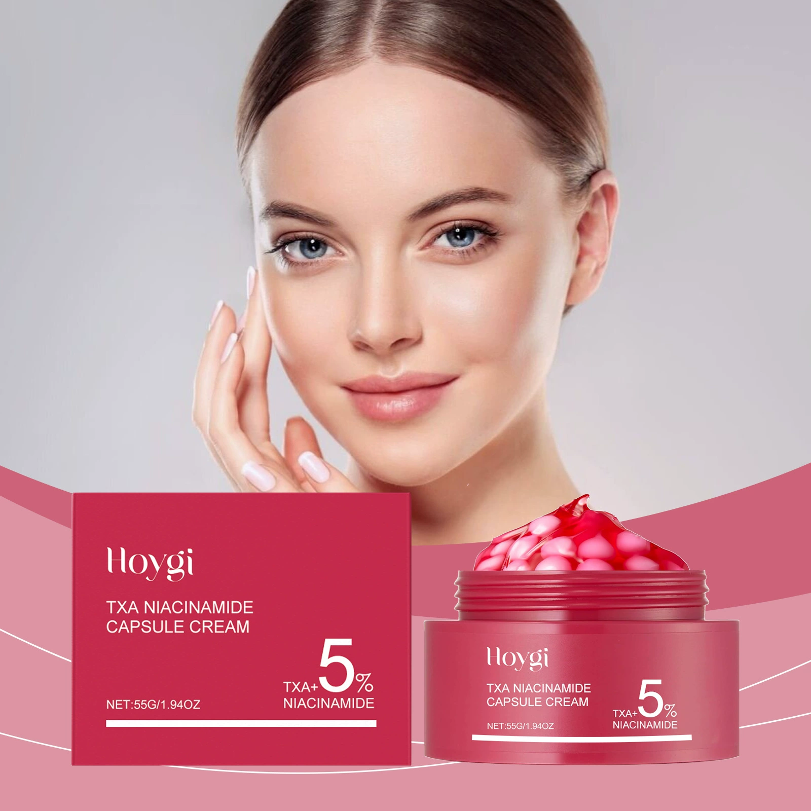HOYGI Niacinamide Moisturizing Capsule Cream Нежный уход за кожей, сохраняет влагу, освежает и легко впитывается, питательный и увлажняющий крем.