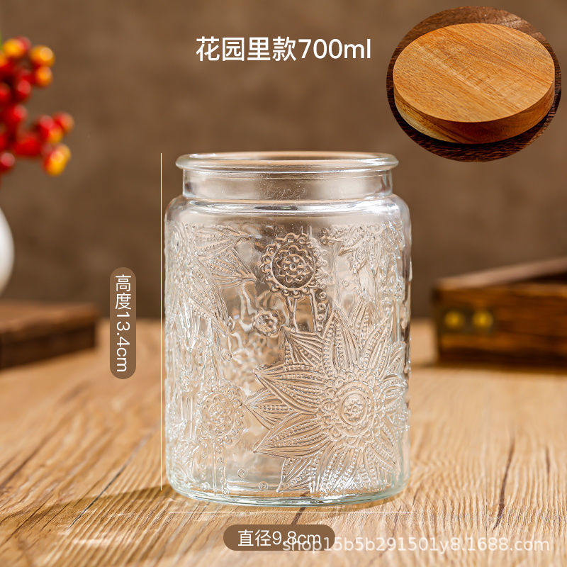 Chino retro Begonia flor vidrio sellado tarro caramelo snack tarro de almacenamiento frutos secos tuerca de almacenamiento tarro
