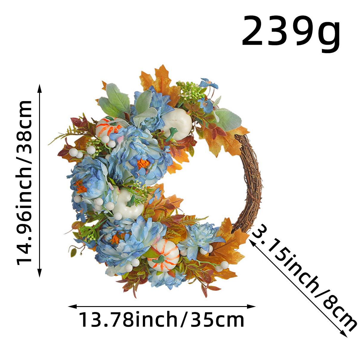 Guirnalda de Calabaza y Peonías para la Fiesta de la Cosecha, Flores Artificiales de Amazon, Decoración para el Hogar, Ambiente de Patio Exterior, Guirnalda de Ramas Secas