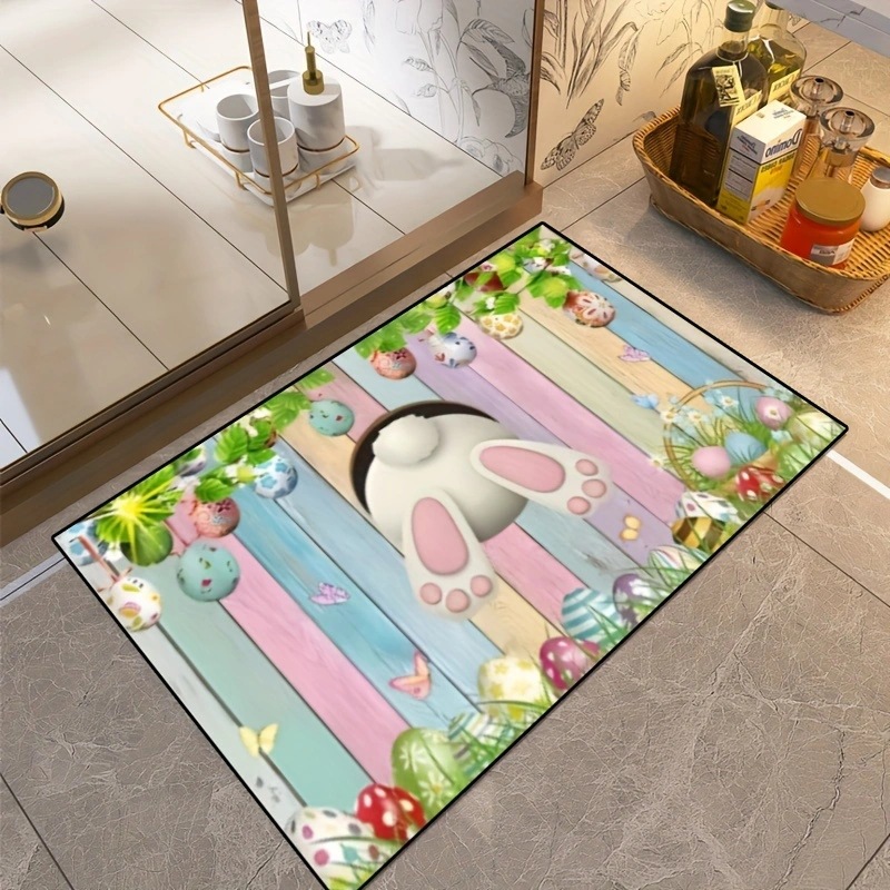 Transfronterizo de Amazon conejo de Pascua alfombra de piso decorativa Flor de camión alfombra de puerta de interior y exterior alfombra de pie de pasillo al por mayor