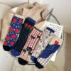 wool Socks Autumn and winter In cylinder thickening keep warm blue Flower long and tube-shaped solar system Simplicity Zhuji goods in stock wholesale