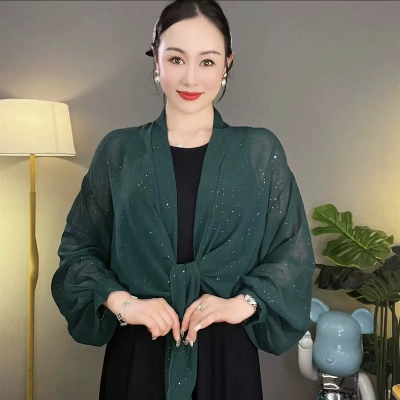 Звездное небо, плащ, шифоновые ногти sequins, одежда солнцезащитная для лета, тонкий модный универсальный длинный рукав