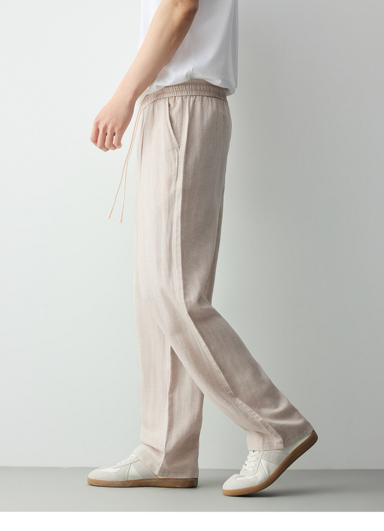 Quần kaki nam công sở chất liệu linen phối sợi Lyocell — đen chi tiết 15
