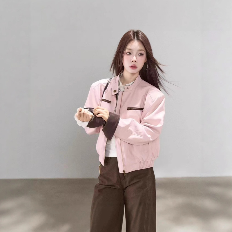 American Retro Leather Jacket Autumn New Cool Unique Super Nice Design Loose Stand Collar Top Casual Jacket