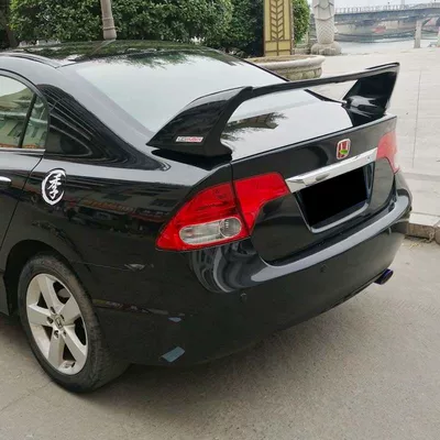 Suitable for Honda Eighth-Generation Civic Rear Wing, 8Th and 9.5Th Generation Civic, Civic Si Modified Fd2 Style High Spoiler (Motorcycle tail) - honda-civic2008-2015-fd2-three-section-style-color-crystal-black-comes-with-metal-label
