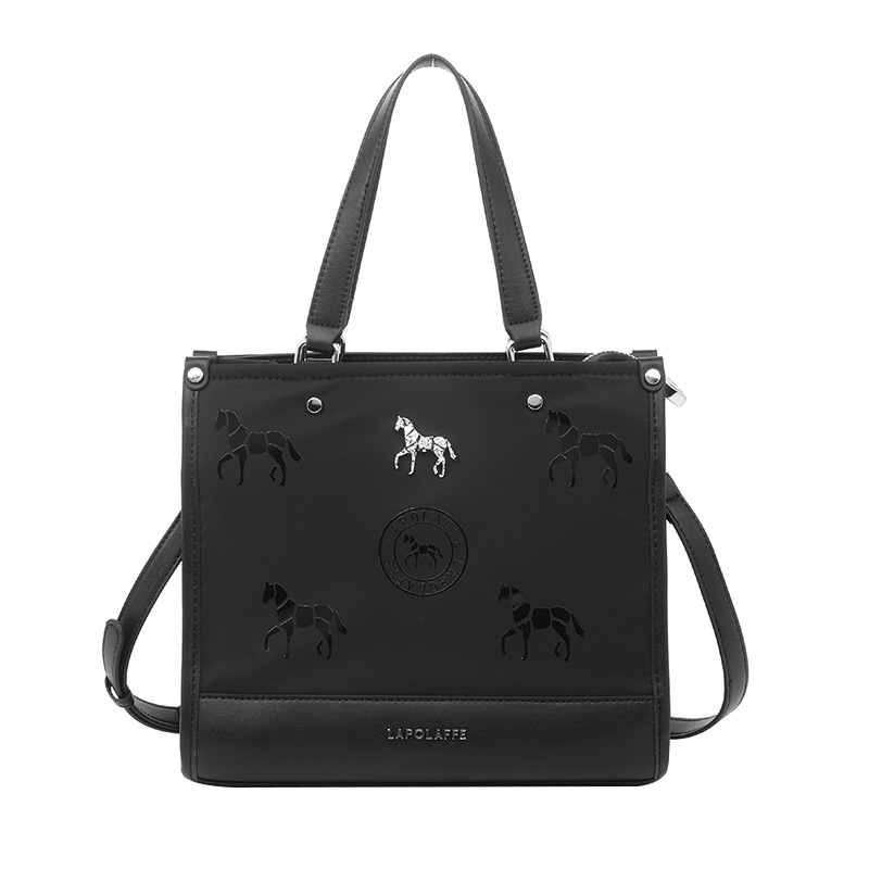 Bolsa de negocios de mujer portátil impresa de nylon tela negra alta sensación de ultra fibra bolso pequeño LP7238 #