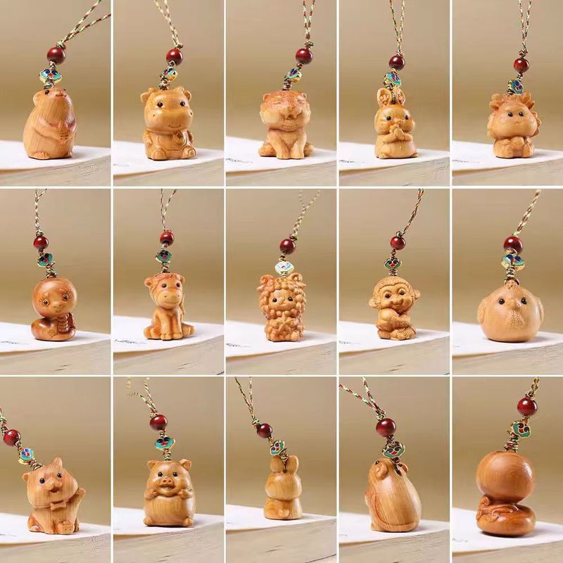 Cypress Wood Twelve Zodiac Car Keychain Pendant for Men and Women, Cute and Exquisite Mobile Phone Chain to Ensure Safety, Bag Pendant Cypress Wood Twelve Zodiac Car Keychain Pendant for Men and Women, Cute and Exquisite Mobile Phone Chain to Ensure Safety, Bag Pendant