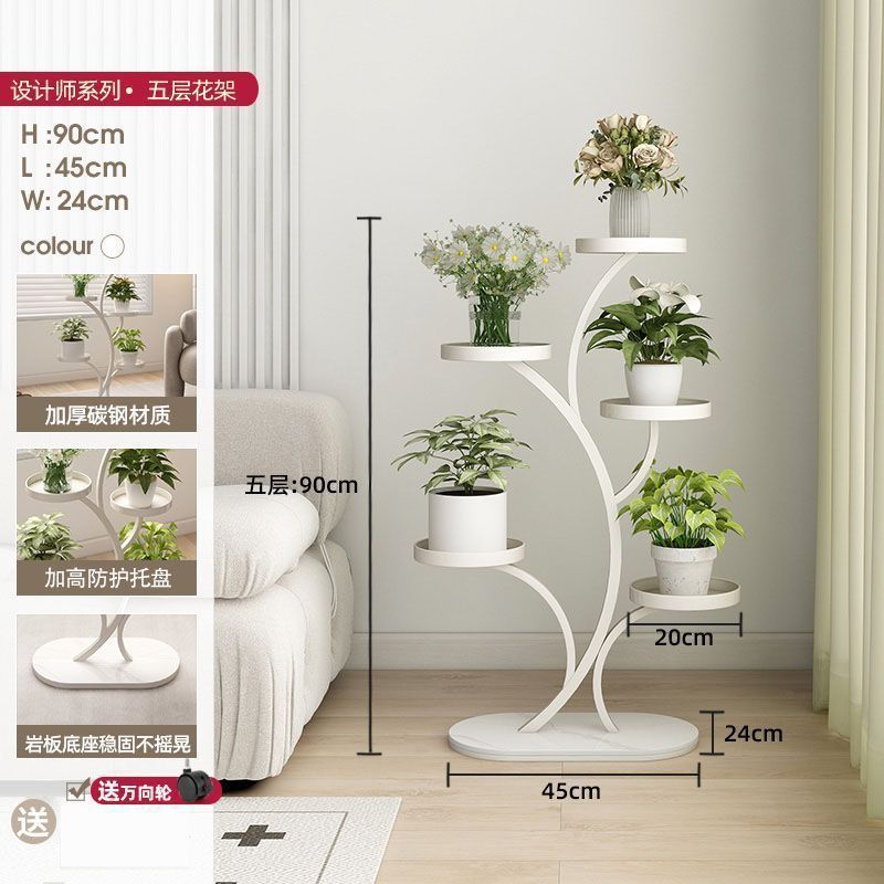 Fábrica directa estante de flores sala de estar de lujo ligero móvil multicapa gabinete de televisión al lado del sofá colocado en maceta de hierro forjado