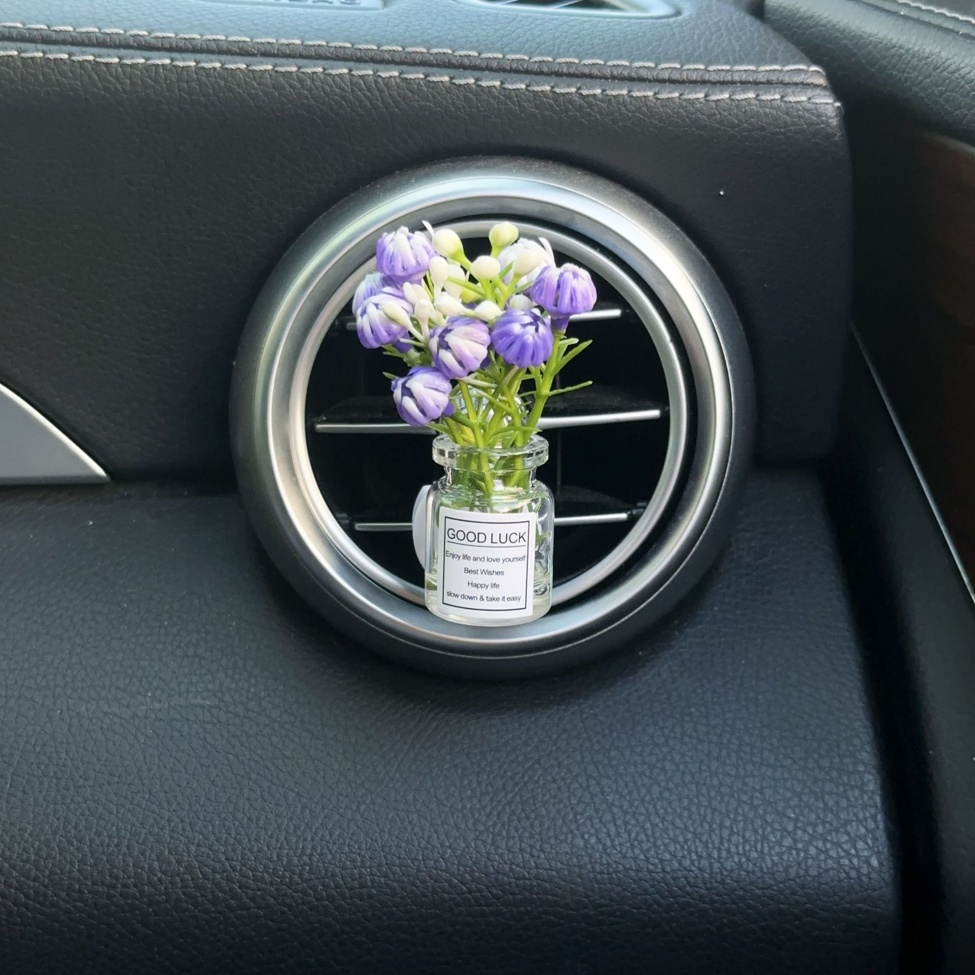 Decoración creativa de salida de aire del automóvil con flores de estrellas pequeñas frescas aire acondicionado botella de perfume de perfumes