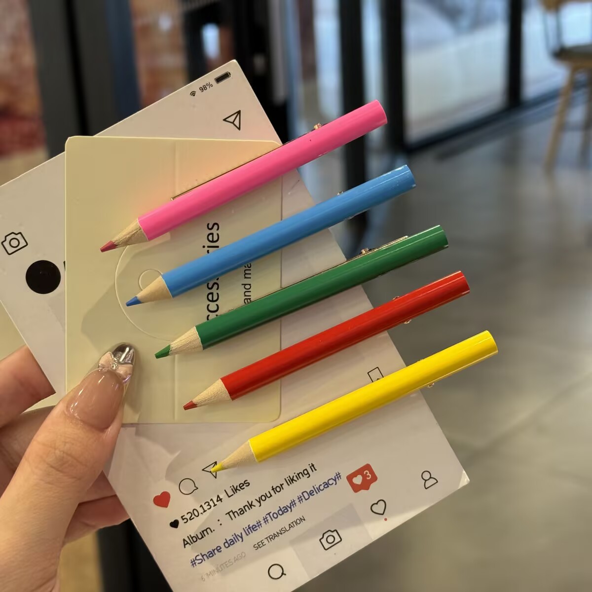 Colored Pencil Hairpin Female Girl Ins Style Duckbill Clip Student Bangs Clip Performance Writing Broken Hairpin Hair Accessories