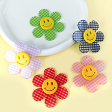 韩格子亚克力复合工艺笑脸花朵时尚手机链配件钥匙扣耳环DIY 55mm