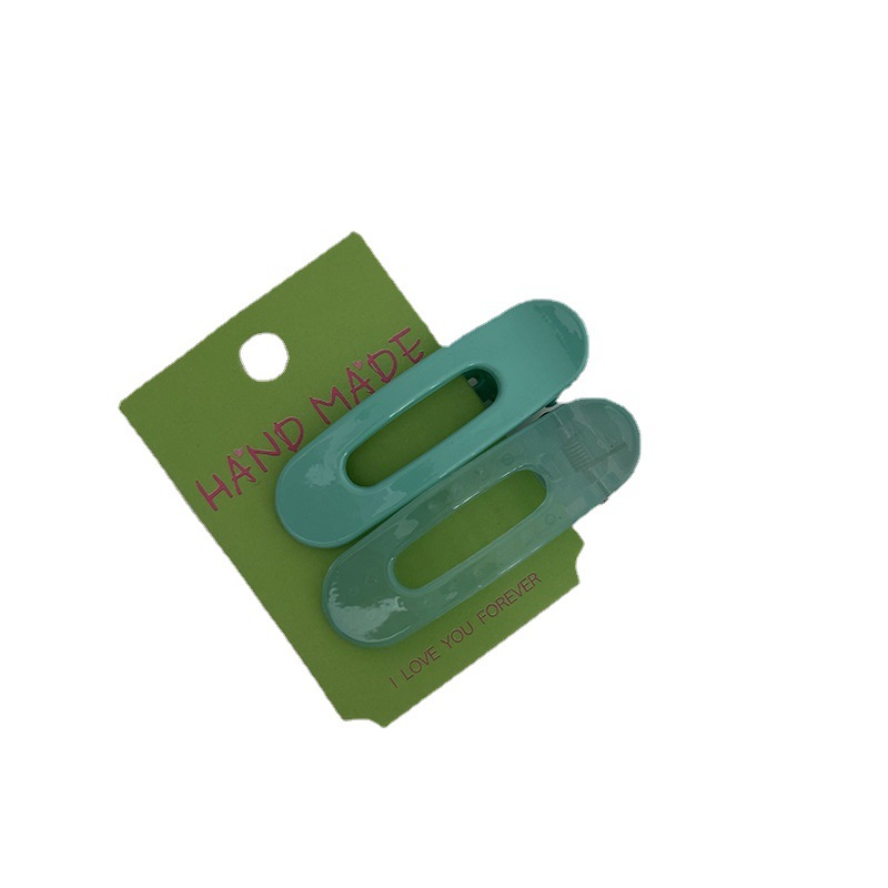 Coppia di forcine ovali in plastica a contrasto color crema, piccole e fresche, con frangia laterale da ragazza, fermaglio a becco d'anatra, nuovi accessori per capelli_voghion.com