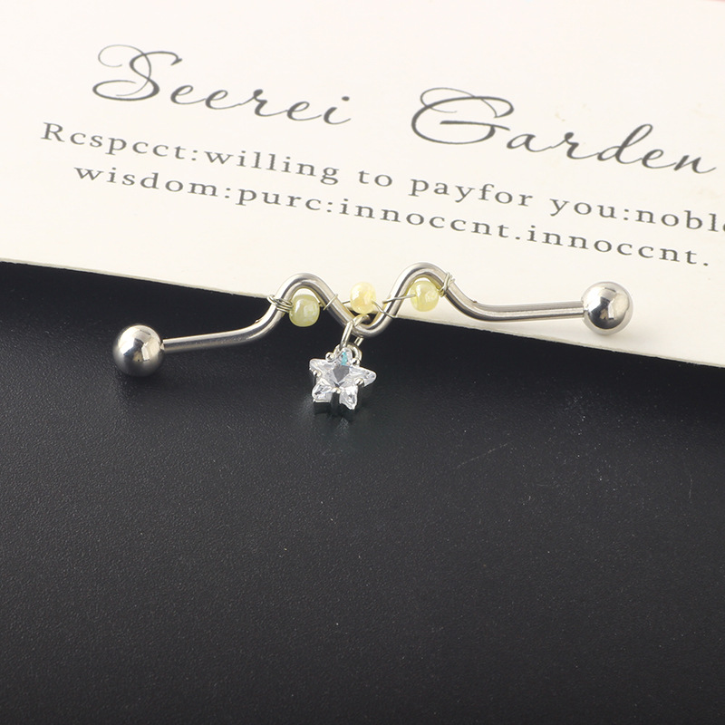 2022 Cross Love Ear Long Rod Earrings Piercing Jewelry Industrial Long Ear Rod Ear Bone Nails detail image 19