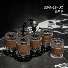 简约复古玻璃杯收纳套装带杯架轻奢喝水杯子高颜值茶杯收纳创意