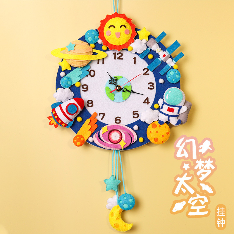 Reloj de pared animal de dibujos animados de bricolaje Reloj de pared de bosque divertido matar el tiempo regalo adornos hechos a mano paquete de material no tejido