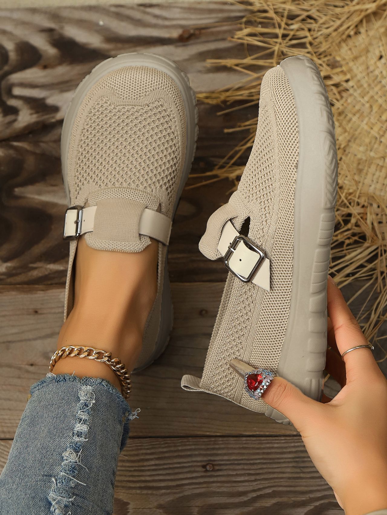 Women's Breathable Mesh Platform Slip-on Casual Shoes For Ladies_voghion.com