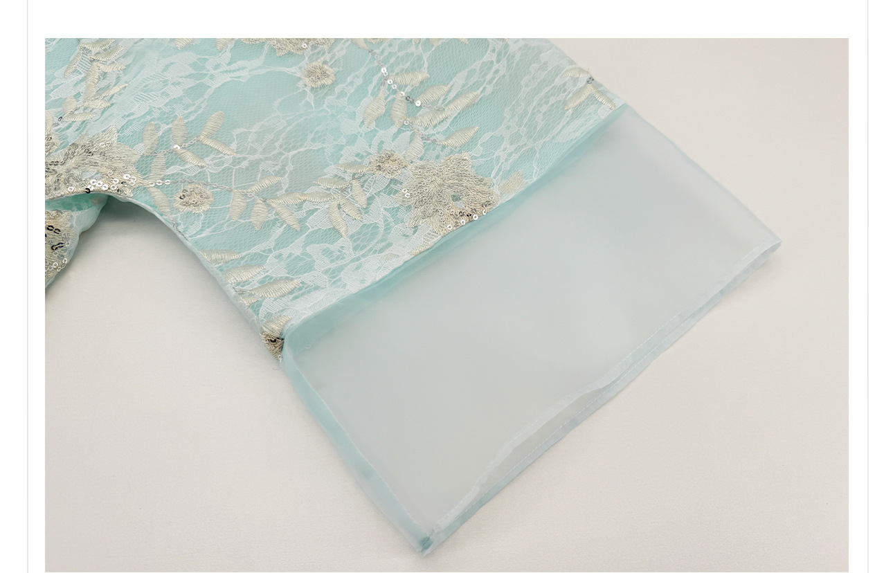 Bộ áo khoác ngoài và đầm dây phong cách Tân Trung Hoa thêu hoa sequin nặng — bộ đồ, đầm dây, áo khoác chi tiết 14
