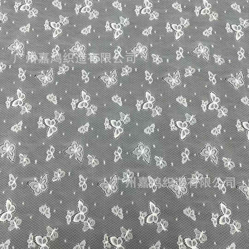 2026 tejido de encaje de manga larga plegado para usar camiseta de fondo tejido de encaje de albaricoque blanco y negro en stock