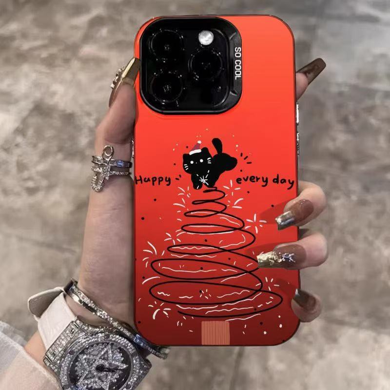 Nuevo gato Navidad para iphone16 funda para teléfono móvil Apple 15promax/14 anti-caída 13pro1 2/11x