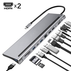 国境を越えた直接供給 12-in-1 ドッキング ステーション Type-C - デュアル HDMI 多機能コンバータ USB 拡張卸売