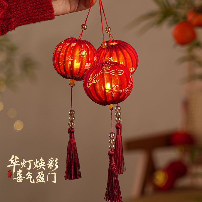 小灯笼中秋节悬挂灯笼挂饰节日灯笼氛围烫金拍照手提布艺灯笼挂树|undefined
