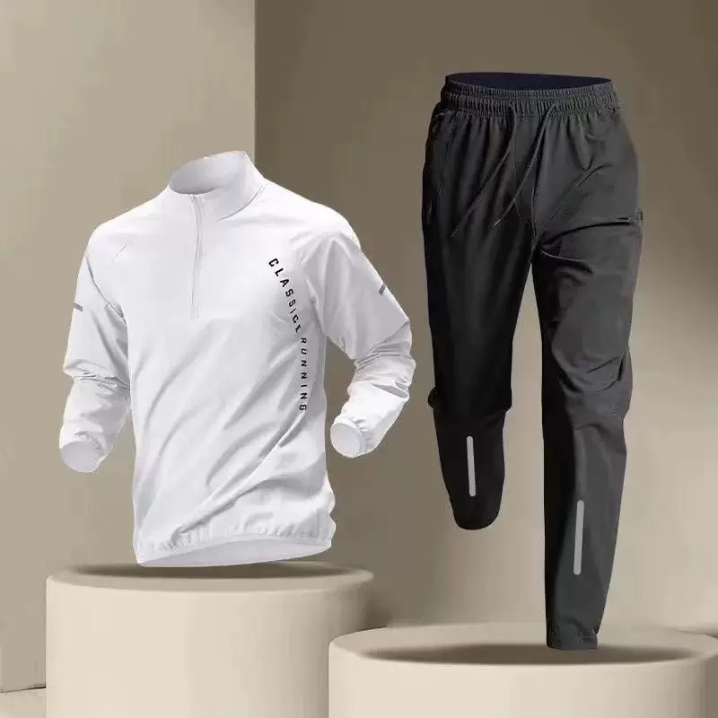 Спортивный костюм с молнией, быстро сохнущий, спортивная футболка с длинным рукавом для зала, с молнией, для бега