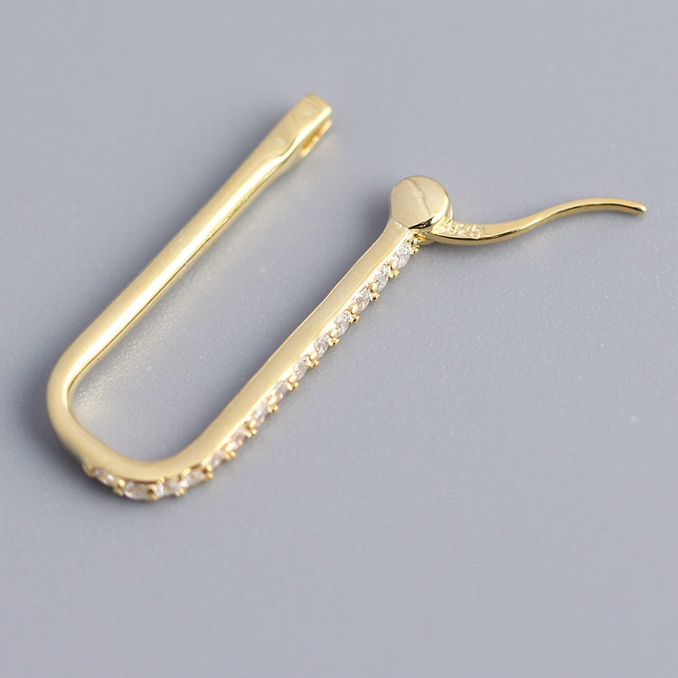 5g Weight 925 Sterling Silver Ear Needle Material 1 Pair 925 Sterling Silver Zircon Rectangle Earrings