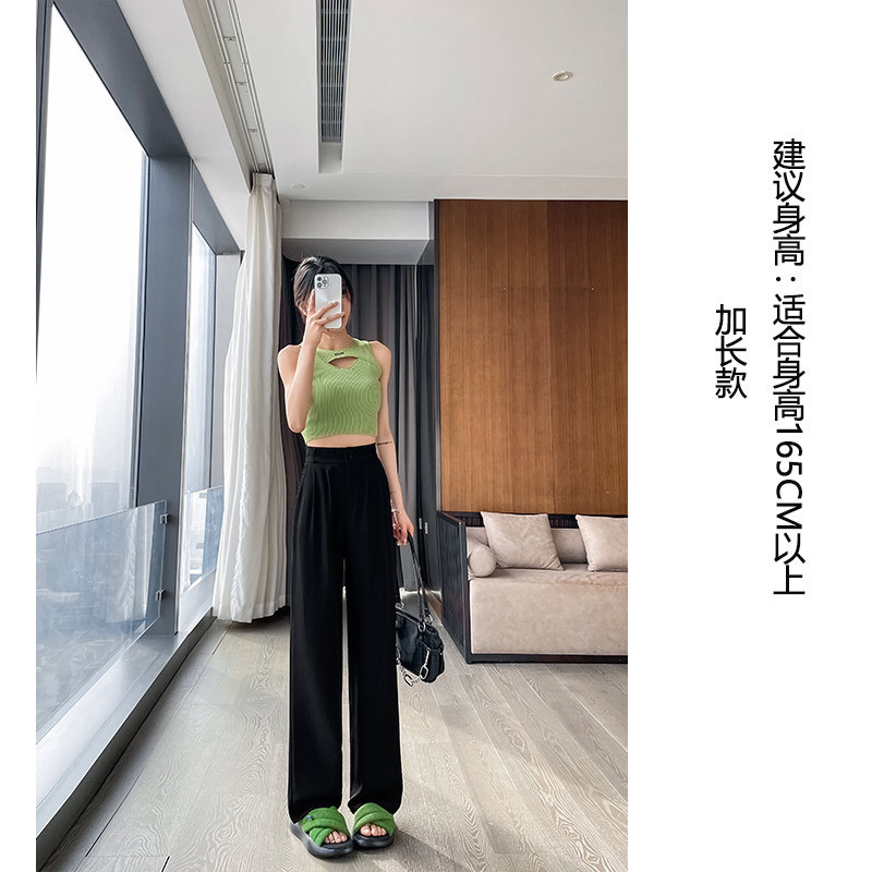 白いスーツパンツ、高級感のあるドレープ感、女性用春夏スーツパンツ、ダブルボタン、ハイウエスト、スリム、細身、ストレート、ワイドパンツ|undefined