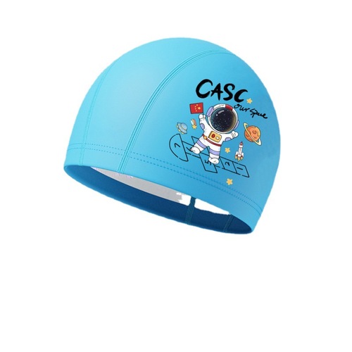 New astronaut print children's pu swimming cap cute ear protection cartoon waterproof loose swimming cap for big and small children wholesale