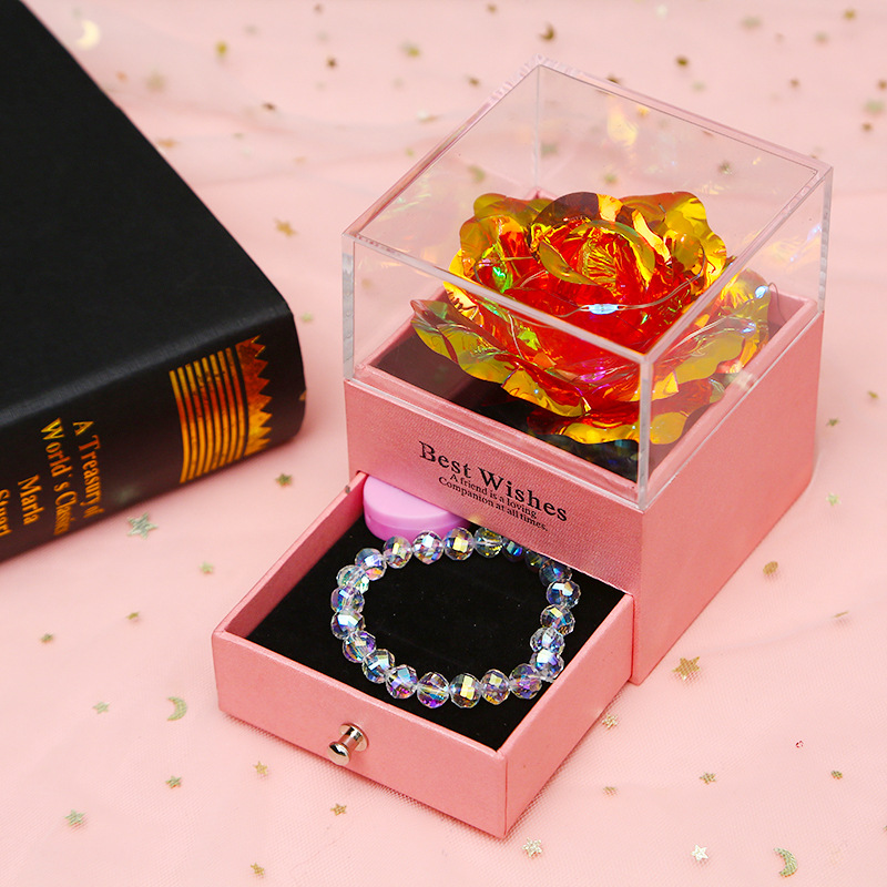 Colorido oro rosa collar joyería caja de regalo del Día de San Valentín perla cristal pulsera traje Amazon nuevo