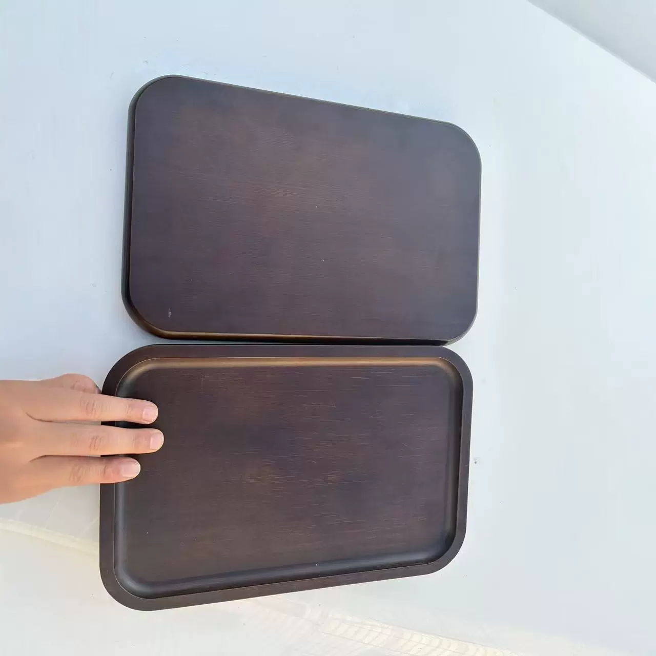 批发酒店托盘简约茶盘家用沥水盘多功能竹制餐盘超大胡桃色收纳盘