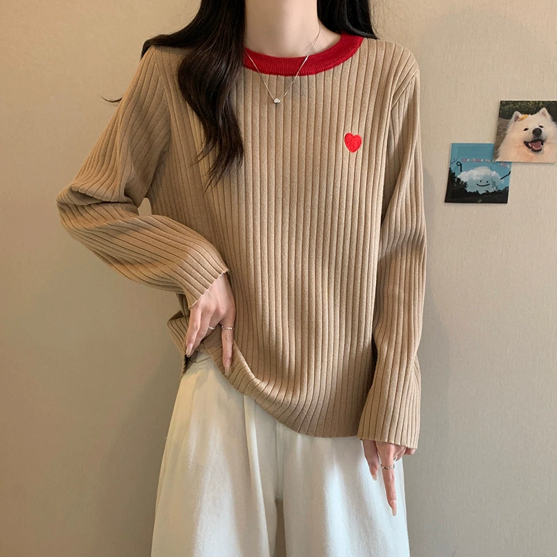 Spring knitted sweater with a round collar, plus size, Korean style