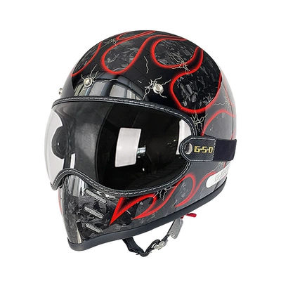 Motosiklet kaskı (dəbilqə) – Motorcycle Helmet for Men and Women - black-segment-forged-red-flame-transparent-mirror-m55-56