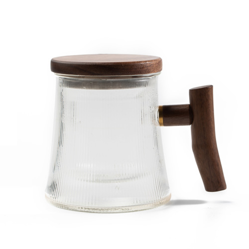 Japanese-style glass tea cup with lid, filtered office water cup, simple men's and women's large-capacity tea separation cup