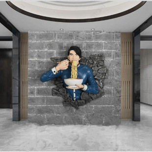 Retro 3D Stereo Wall Decoration Barbecue Hot Pot Restaurant Beef Noodle Shop Door Wall Decoration Model Customization