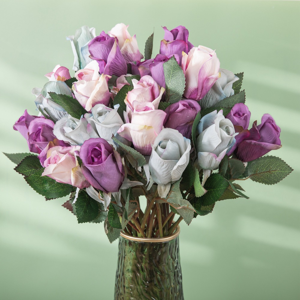 假花仿真花單枝玫瑰婚慶手捧花家居背景花牆攝影道具布景MW43625