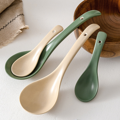 Nordic large spoon ceramic household long-handled large-headed spoon for porridge and soup porridge spoon large spoon soup tableware