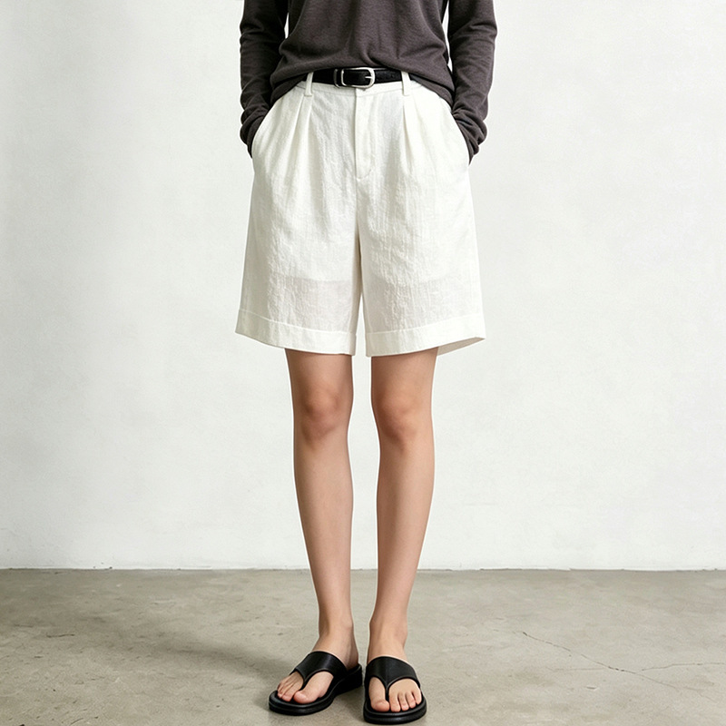 Old Money Style Linen Mid-Length Pants for Women, Summer Work Pants, High-Waisted Shorts, Lyocell Linen Cotton Casual Loose Five-Point Pants Old Money Style Linen Mid-Length Pants for Women, Summer Work Pants, High-Waisted Shorts, Lyocell Linen Cotton Casual Loose Five-Point Pants