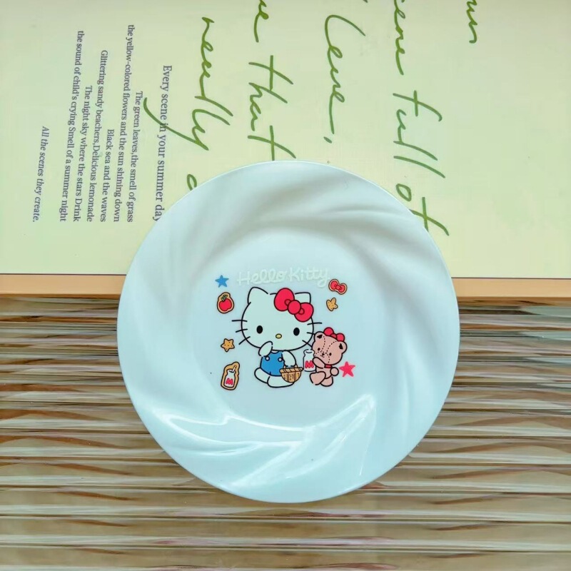 史迪仔猫咪家用餐桌吐骨碟点心盘库洛米塑料零食收纳盘甜品小吃盘|undefined