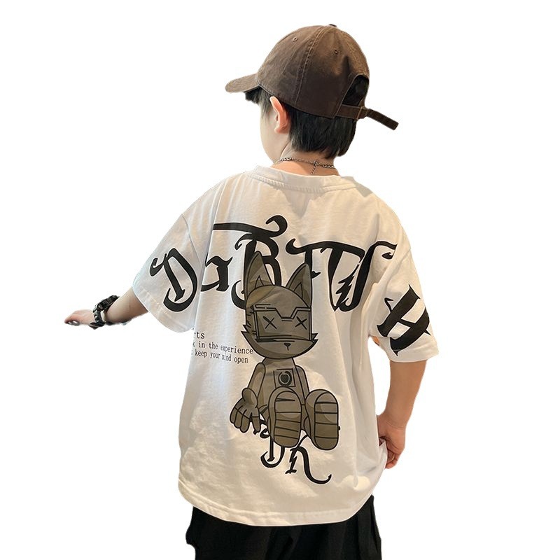 Trendy merk korte T-shirt dun 2024 nieuwe populaire kinder zomerjurk half mouw jongens top modieus_voghion.com