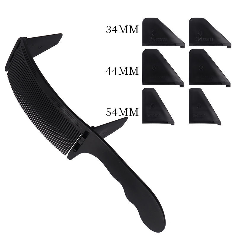 Peine de corte de pelo de los hombres S-tipo de cortadora de cabello peine de arco peine plano peine curvo salón de pelo plano pinza de posicionamiento límite peine