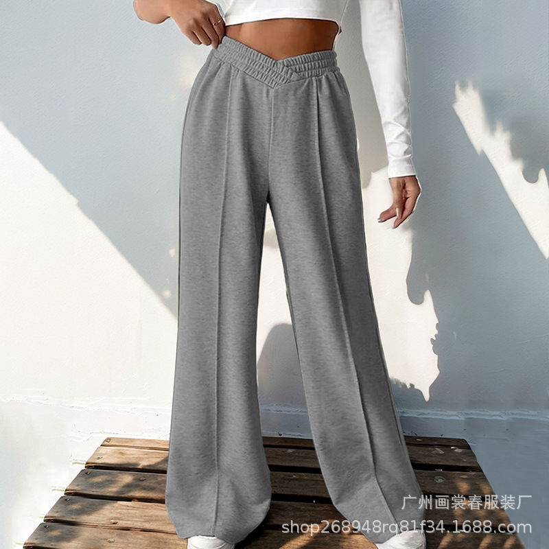 Pantalones Deportivos Holgados de Pata Ancha para Mujer de Algodón y Poliéster, Ligeramente elástico image 14